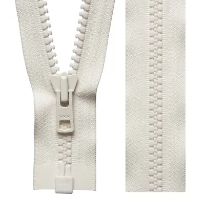 Light Ecru YKK Vislon Zip Open End Chunky Heavy Duty Coat Zips (46cm To 81cm) • £6.79