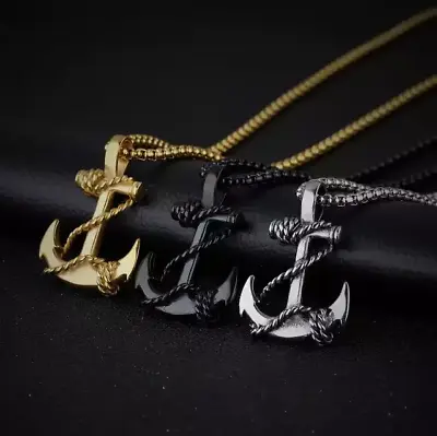 $7.99 • Buy Mens Anchor Sailing Stainless Steel Pendant Necklace 24  3 Colors