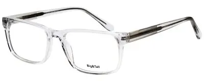 Big&Tall 21 Mens Rectangle Full Rim Designer Reading Glasses Crystal Clear 57 Mm • $99.95