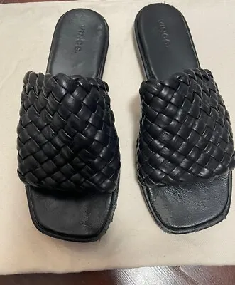 Vince Leather Woven Slides Womens Sz 8.5 Bottega Saks Off Fifth • $19.99