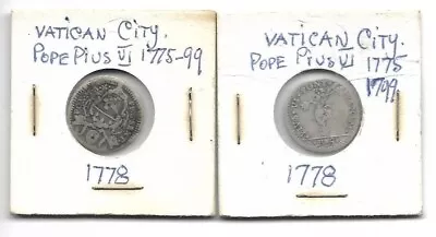 Nice Pair Vatican City 1778 Pope Pius VI Silver Coin Free Shipping One Bid Buys • $12.50