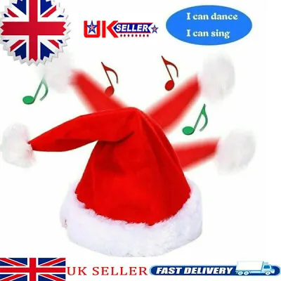 Christmas Xmas Novelty Santa Hat Cap For Musical Singing Moving Dancing Toy • £9.86