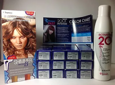 $69.95 • Buy 15 Lot  FRAMESI 2001 INTENSE Permanent Hair Color 2oz Shimmer Color Chart 20 Vol