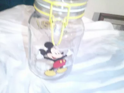 Interlock Lid Glass Mickey Mouse Glass Canister Jar Goodies! • $27.99