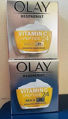 2X OLAY Regenerist Vitamin C + Peptide 24 Max Hydrating Moisturizer 1.7 Oz 48 G • $35.99