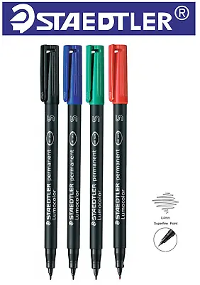 Staedtler Lumocolor Ohp Acetate Super Fine Tip Permanent Pens 4 Colour Set • £6.99