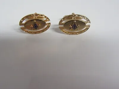 Vintage Free Mason Men's Gold Tone Cufflinks Masonic Jewelry • $9.49