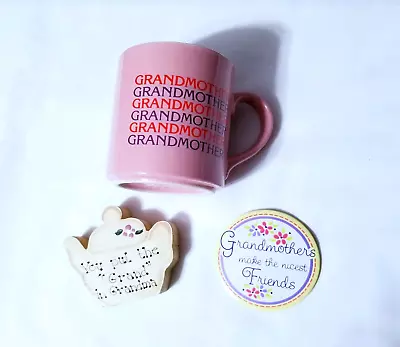 Grandmother Pink Mt Clemens Stoneware Mug Plus Handcrafted Wood Plaque And Pin • $1.95