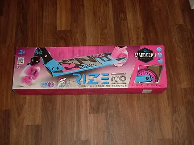 New Madd Gear Light-Up Rize 100Mm Folding Scooter-Blue / Pink -Great For Age 3+ • $19.95