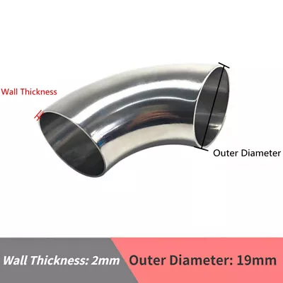 £8.03 • Buy 1PC Polished 304 Stainless Steel 90 Degree Elbow Pipe Fitting Exhaust 19MM-89MM