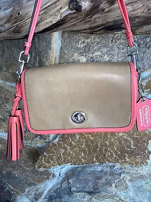 Coach Penny Archive Leather Crossbody Purse #F22406 — Tan/Watermelon • $64.99