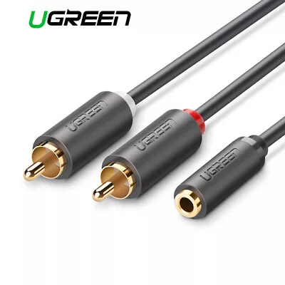 Ugreen RCA Cable 2RCA Male To 3.5mm Female Jack Audio Cable - 20cm • £13.49