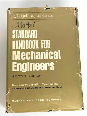 Marks Standard Handbook For Mechanical Engineers Seventh Edition 1967 • $13.11