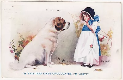 IF THIS DOG LIKES CHOCOLATE I'M LOST - 1918 Inter Art A A Nash Postcard #593 • £1.99