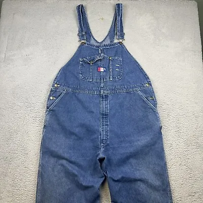 Vintage USA Works Overalls Mens 46x32 Blue Bibbed Denim Work Wear Farm 46x28* • $27.08