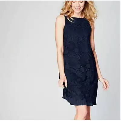 NWT J. Jill Lace Overlay Sleeveless Navy Dress Womens Size Small • $58