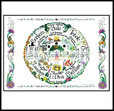 Wheel Of The Year Card Calendar Pagan Wiccan Hand Fasting  Pagan Love Celtic Art • £1.95