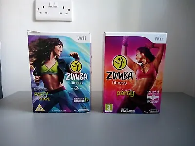£10.99 • Buy Wii Zumba Fitness Join The Party + Zumba Fitness 2 Bundle With 2belts