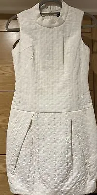 Karen Millen Cream Jacquard Dress Size 8 • £20