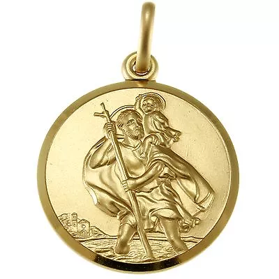 Mens 9ct Gold St Christopher Pendant Medal 27mm 8.5g PENDANT ONLY With Gift Box • £349.99