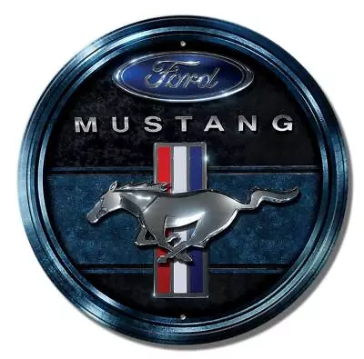 Ford Mustang Emblem 11.75  Round Metal Sign Made In The USA • $9.95