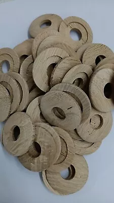 2 X Low Profile Natural Raw Pipe Covers Oak Prefinish Rosette Pipe Collar Wooden • £2.69