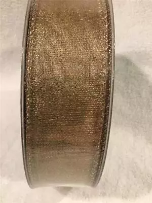 SHINNY GOLD METALLIC Wired EDGE Ribbon NEW  1.5 WIDE 50 YARDS • $13.99