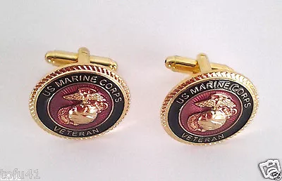 US MARINE CORPS VETERAN CUFF LINKS Military 14459-C HO • $14.39