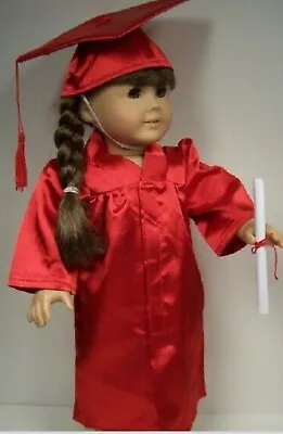 Red Graduation Gown Robe W/Cap Hat Blank Diploma Doll Clothes For (Debs*) • $13.99