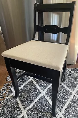 STRANDIVARO SOLID OAK WOOD SEWING CHAIR W/ Seat Hinged Cushion Storage 1940’s • $149.99