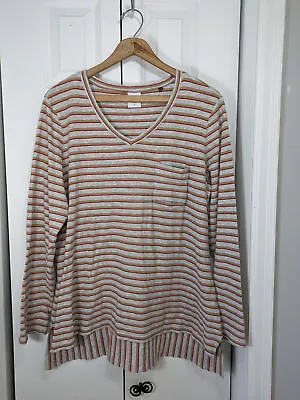 Cabi Women's Size XL Striped Shirt Red Gray • $20