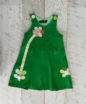 OOBI Girls Size 3-4 Dress Cotton GREEN FINE CORDUROY • $12.90