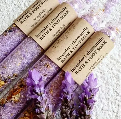 4x Lavender Bath Salts Glass Test Tubes / Bath Salt / Bath Soak Epsom • $28.90