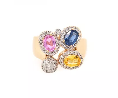 0.35ctw Diamond And Multi Color Sapphire Ring In 14K • $800