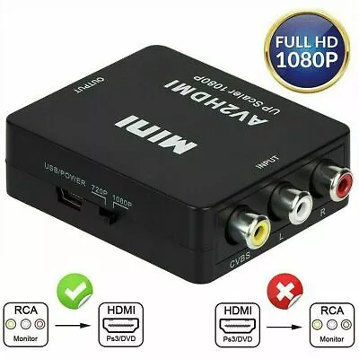 $6.16 • Buy RCA AV To HDMI HD Converter Composite CVBS Video Adapter Wii NES SNES