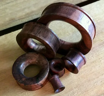 PAIR Brown Sono Wood Tunnels Plugs Organic Earlets Gauges Body Jewelry • $10.95