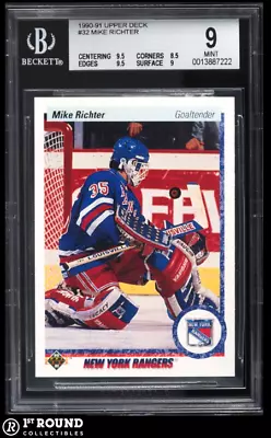 Mike Richter RC BGS 9: 1990-91 Upper Deck Rookie Card • $18.74