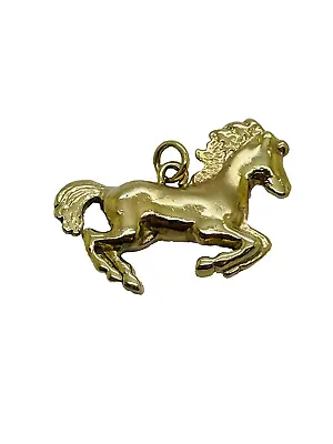 9ct Yellow Solid Gold Horse Pendant • £380