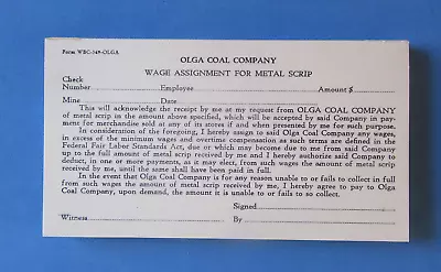 Vintage Olga Coal Mining Metal Scrip Unused Receipt Book  Coalwood WV • $49