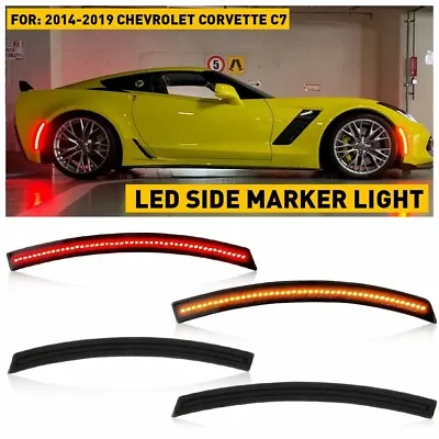 For 2014-2019 Chevy Corvette LED C7 Smoke Side Marker Lights Fender Front Rear • $39.89