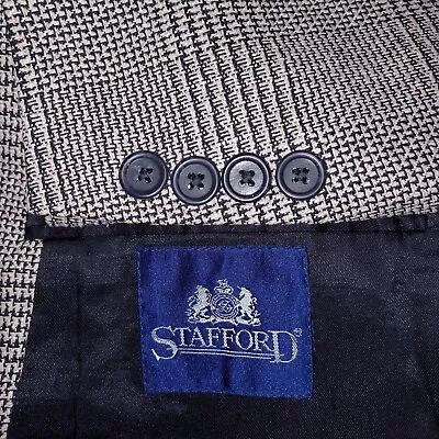 STAFFORD Blazer Mens 42R Beige Suit Jacket Sport Coat Interview VTG Glen Plaid • $9.99