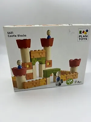 NEW Plan Toys Sustainable Play Castle Blocks 5651 Wooden Toys Age 3+ • $49.67