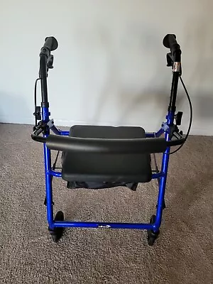 Drive Medical 4-Wheel Rollator Walker With Seat & Removable Back Support - Blue • $36.98