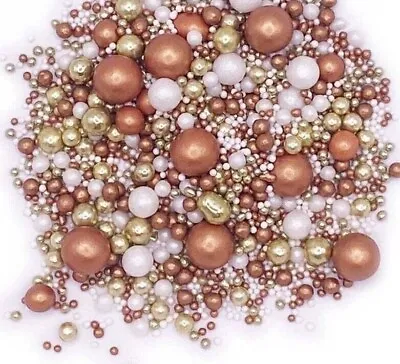 Cupcake Sprinkles Metallic Gold Rose White Bubbles Mix Cake Toppers Decorations • £3.50
