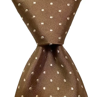 BROOKS BROTHERS 346 Men's Silk Necktie USA Designer POLKA DOT Brown/White EUC • $31.99