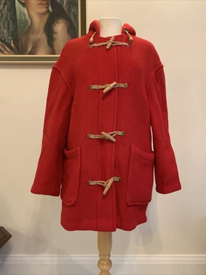 £19.70 • Buy Gloverall Paddington Duffle Coat Red  Wool Wood Toggles British Made Size 36