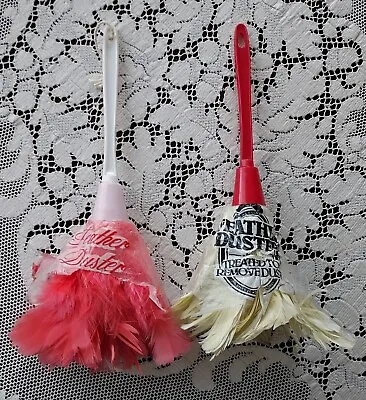 Vintage Feather Dusters Lot Of 2 Retro MCM 1950s 60s Pink Yellow Plastic Handles • $13.90