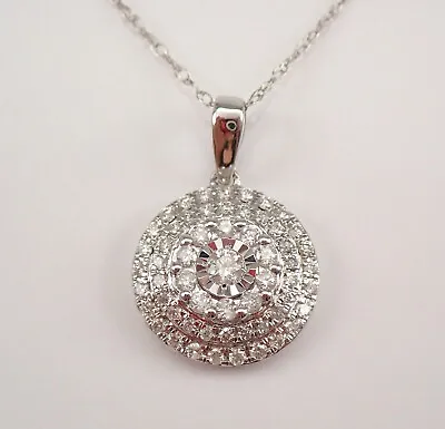 White Gold Diamond Cluster Pendant Diamond Wedding Necklace Chain 18  • $849