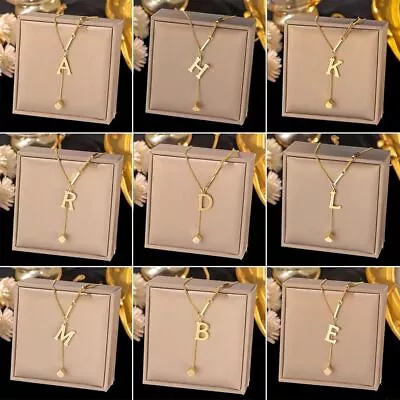 Fashion Chain Letter Necklace All-match Cube Pendant Women Girls Jewelry Gifts • £4.48