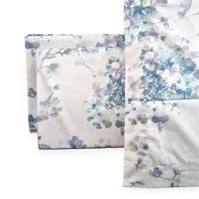 MIRABELLO Soft Hydrangea Light Blue Double Cotton Sheets • $102.59